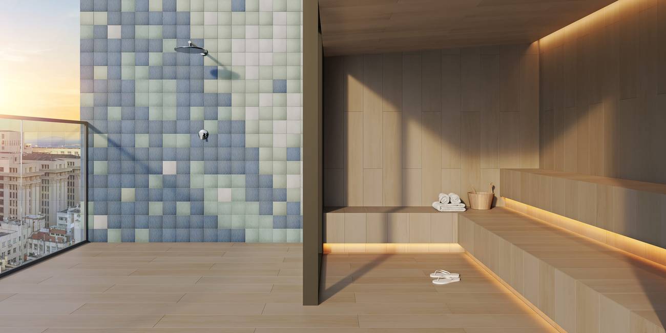 Perspectiva ilustrada da sauna a vapor