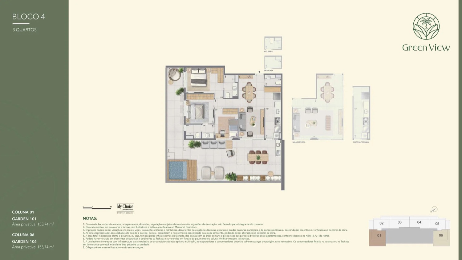 Prancha oficial do bloco 4, gardens de 3 quartos de 153,74 m²